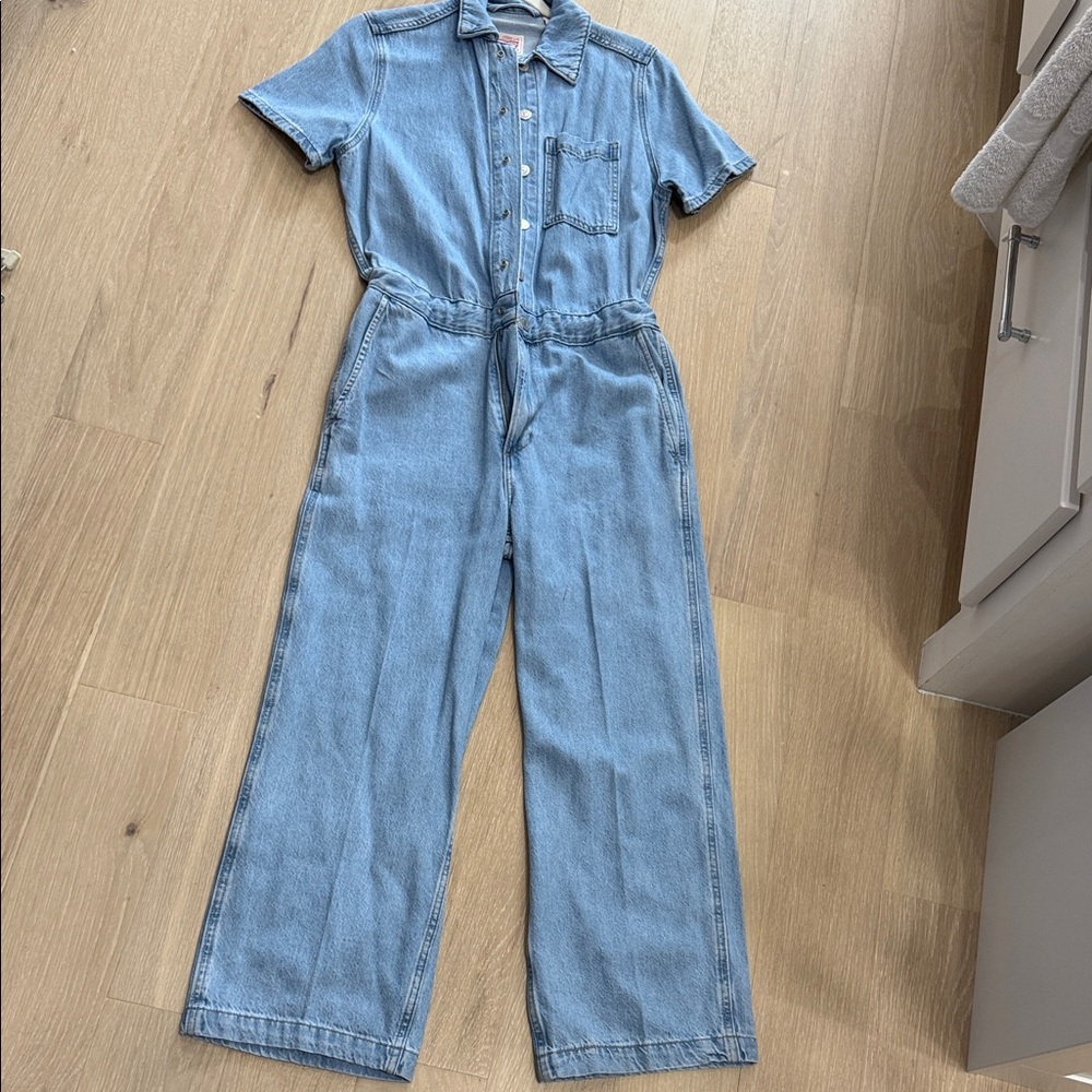 Levi's Light Blue Short-Sleeve Denim Jumpsuit